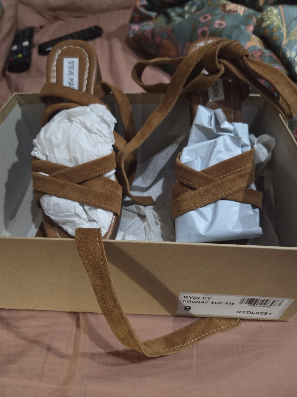 Steve Madden Suede Cognac  Platform Heeled Sandals